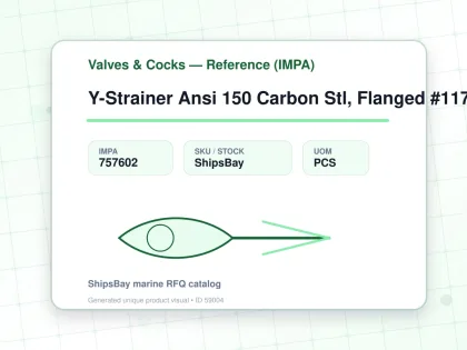 Y-Strainer Ansi 150 Carbon Stl, Flanged #1174 3" - Valves & Cocks — Reference (IMPA) - IMPA 757602 - UOM PCS