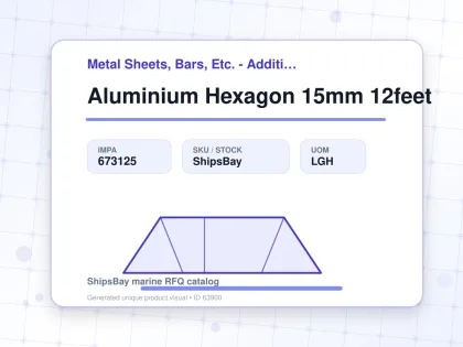 Aluminium Hexagon 15mm 12feet - Metal Sheets, Bars, Etc. - Additional Items - IMPA 673125 - UOM LGH