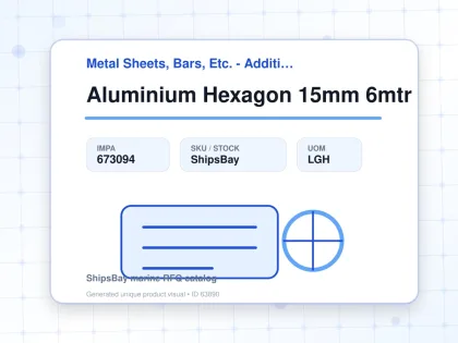Aluminium Hexagon 15mm 6mtr - Metal Sheets, Bars, Etc. - Additional Items - IMPA 673094 - UOM LGH