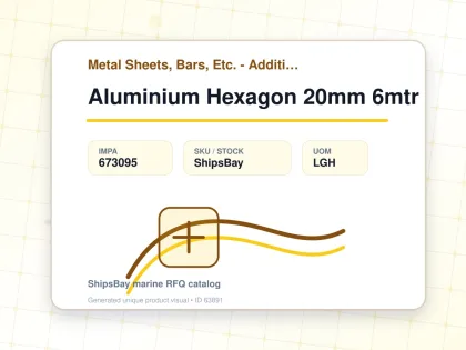 Aluminium Hexagon 20mm 6mtr - Metal Sheets, Bars, Etc. - Additional Items - IMPA 673095 - UOM LGH