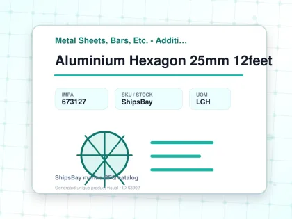 Aluminium Hexagon 25mm 12feet - Metal Sheets, Bars, Etc. - Additional Items - IMPA 673127 - UOM LGH