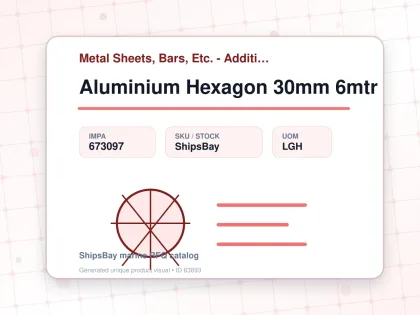 Aluminium Hexagon 30mm 6mtr - Metal Sheets, Bars, Etc. - Additional Items - IMPA 673097 - UOM LGH