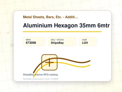 Aluminium Hexagon 35mm 6mtr - Metal Sheets, Bars, Etc. - Additional Items - IMPA 673098 - UOM LGH