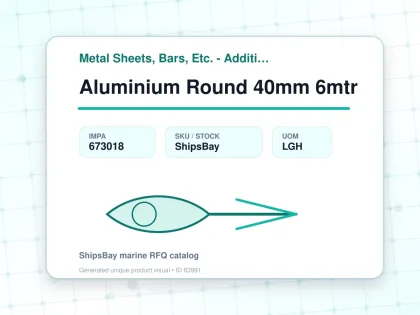 Aluminium Round 40mm 6mtr - Metal Sheets, Bars, Etc. - Additional Items - IMPA 673018 - UOM LGH