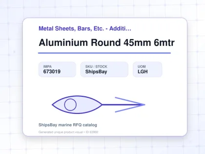 Aluminium Round 45mm 6mtr - Metal Sheets, Bars, Etc. - Additional Items - IMPA 673019 - UOM LGH