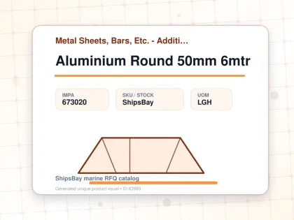 Aluminium Round 50mm 6mtr - Metal Sheets, Bars, Etc. - Additional Items - IMPA 673020 - UOM LGH