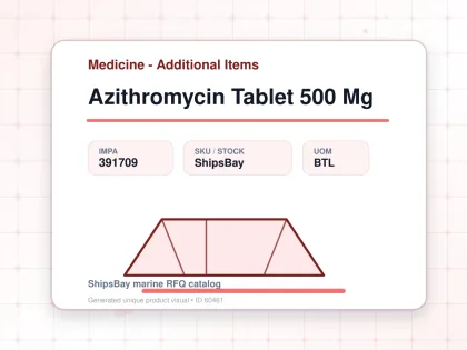 Azithromycin Tablet 500 Mg - Medicine - Additional Items - IMPA 391709 - UOM BTL