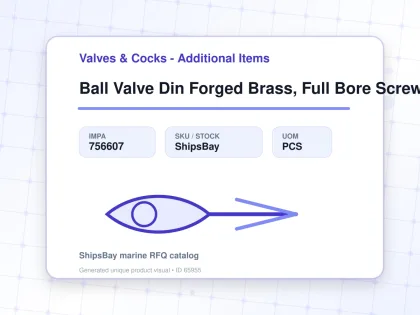 Ball Valve Din Forged Brass, Full Bore Screwed #1607 1-1/2" - Valves & Cocks - Additional Items - IMPA 756607 - UOM PCS