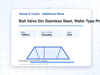 Ball Valve Din Stainless Steel, Wafer Type Pn 40 #7383 Dn 125 - Valves & Cocks - Additional Items - IMPA 756913 - UOM PCS