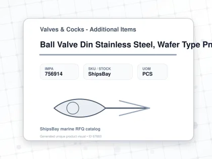 Ball Valve Din Stainless Steel, Wafer Type Pn 40 #7383 Dn 150 - Valves & Cocks - Additional Items - IMPA 756914 - UOM PCS