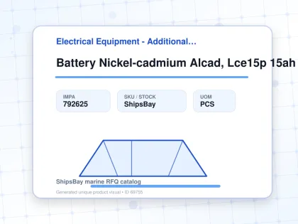 Battery Nickel-cadmium Alcad, Lce15p 15ah - Electrical Equipment - Additional Items - IMPA 792625 - UOM PCS