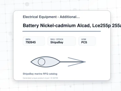 Battery Nickel-cadmium Alcad, Lce255p 255ah - Electrical Equipment - Additional Items - IMPA 792645 - UOM PCS