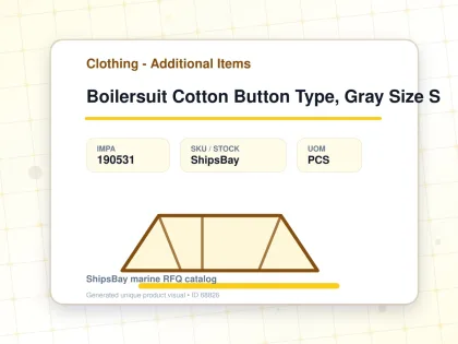 Boilersuit Cotton Button Type, Gray Size S - Clothing - Additional Items - IMPA 190531 - UOM PCS