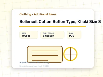 Boilersuit Cotton Button Type, Khaki Size S - Clothing - Additional Items - IMPA 190535 - UOM PCS