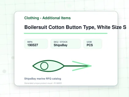 Boilersuit Cotton Button Type, White Size S - Clothing - Additional Items - IMPA 190527 - UOM PCS