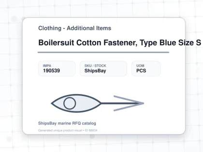 Boilersuit Cotton Fastener, Type Blue Size S - Clothing - Additional Items - IMPA 190539 - UOM PCS