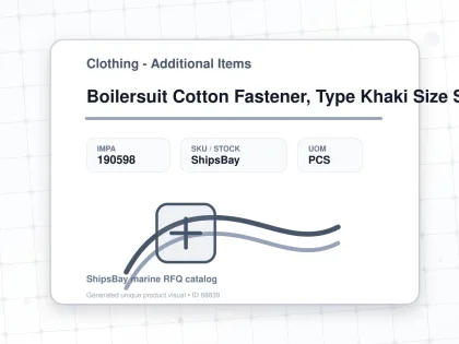 Boilersuit Cotton Fastener, Type Khaki Size S - Clothing - Additional Items - IMPA 190598 - UOM PCS