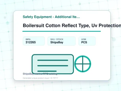 Boilersuit Cotton Reflect Type, Uv Protection Sky Blue 2xl - Safety Equipment - Additional Items - IMPA 312265 - UOM PCS