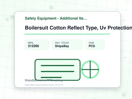 Boilersuit Cotton Reflect Type, Uv Protection Sky Blue 3xl - Safety Equipment - Additional Items - IMPA 312266 - UOM PCS
