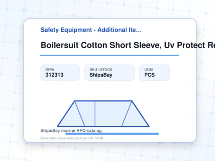Boilersuit Cotton Short Sleeve, Uv Protect Reflect S.blue 2xl - Safety Equipment - Additional Items - IMPA 312313 - UOM PCS