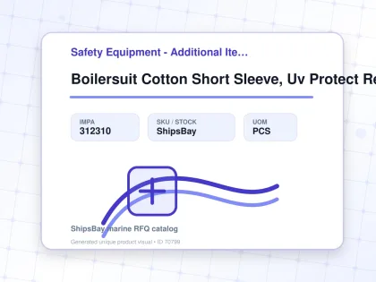 Boilersuit Cotton Short Sleeve, Uv Protect Reflect Skyblue M - Safety Equipment - Additional Items - IMPA 312310 - UOM PCS