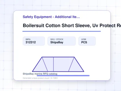 Boilersuit Cotton Short Sleeve, Uv Protect Reflect Skyblue Xl - Safety Equipment - Additional Items - IMPA 312312 - UOM PCS