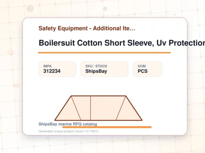 Boilersuit Cotton Short Sleeve, Uv Protection Navy Xl - Safety Equipment - Additional Items - IMPA 312234 - UOM PCS