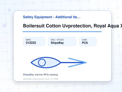 Boilersuit Cotton Uvprotection, Royal Aqua Xl - Safety Equipment - Additional Items - IMPA 312222 - UOM PCS