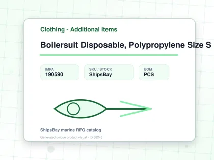 Boilersuit Disposable, Polypropylene Size S - Clothing - Additional Items - IMPA 190590 - UOM PCS