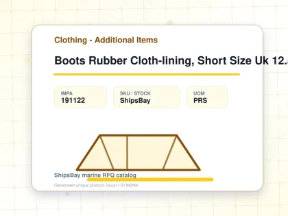 Boots Rubber Cloth-lining, Short Size Uk 12.5(31cm) - Clothing - Additional Items - IMPA 191122 - UOM PRS