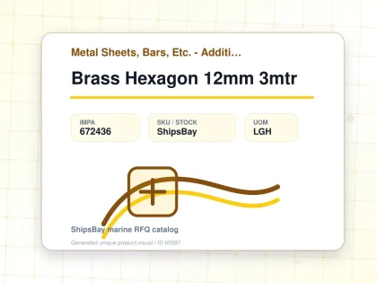 Brass Hexagon 12mm 3mtr - Metal Sheets, Bars, Etc. - Additional Items - IMPA 672436 - UOM LGH