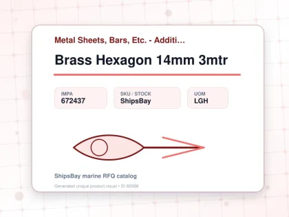 Brass Hexagon 14mm 3mtr - Metal Sheets, Bars, Etc. - Additional Items - IMPA 672437 - UOM LGH