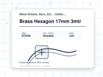 Brass Hexagon 17mm 3mtr - Metal Sheets, Bars, Etc. - Additional Items - IMPA 672438 - UOM LGH