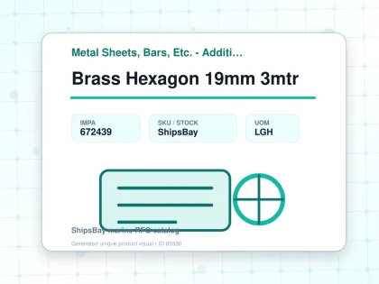 Brass Hexagon 19mm 3mtr - Metal Sheets, Bars, Etc. - Additional Items - IMPA 672439 - UOM LGH