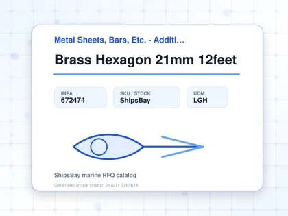 Brass Hexagon 21mm 12feet - Metal Sheets, Bars, Etc. - Additional Items - IMPA 672474 - UOM LGH