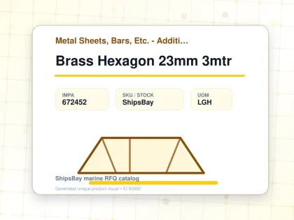 Brass Hexagon 23mm 3mtr - Metal Sheets, Bars, Etc. - Additional Items - IMPA 672452 - UOM LGH