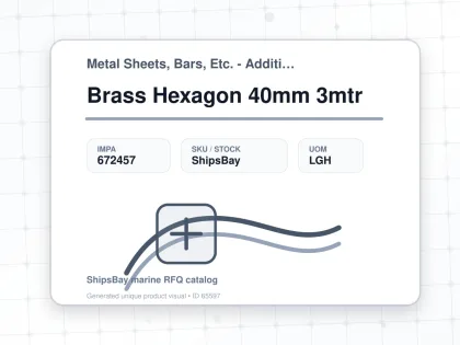 Brass Hexagon 40mm 3mtr - Metal Sheets, Bars, Etc. - Additional Items - IMPA 672457 - UOM LGH