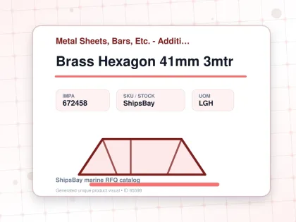 Brass Hexagon 41mm 3mtr - Metal Sheets, Bars, Etc. - Additional Items - IMPA 672458 - UOM LGH