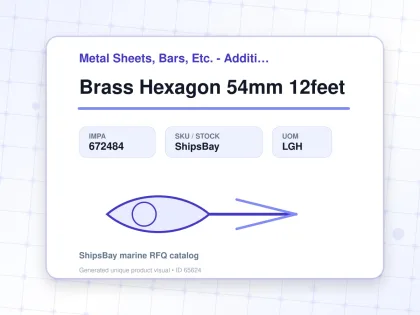 Brass Hexagon 54mm 12feet - Metal Sheets, Bars, Etc. - Additional Items - IMPA 672484 - UOM LGH