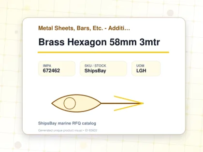 Brass Hexagon 58mm 3mtr - Metal Sheets, Bars, Etc. - Additional Items - IMPA 672462 - UOM LGH