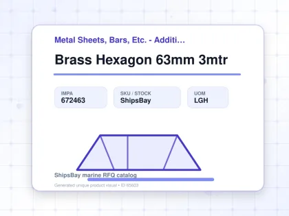 Brass Hexagon 63mm 3mtr - Metal Sheets, Bars, Etc. - Additional Items - IMPA 672463 - UOM LGH