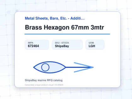 Brass Hexagon 67mm 3mtr - Metal Sheets, Bars, Etc. - Additional Items - IMPA 672464 - UOM LGH