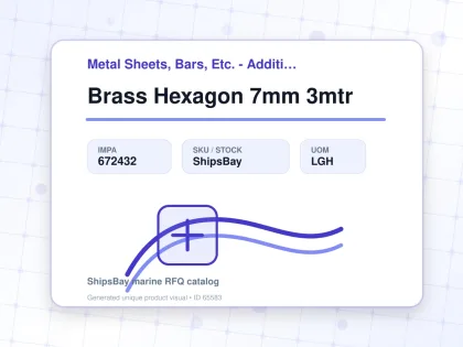 Brass Hexagon 7mm 3mtr - Metal Sheets, Bars, Etc. - Additional Items - IMPA 672432 - UOM LGH