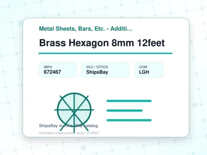Brass Hexagon 8mm 12feet - Metal Sheets, Bars, Etc. - Additional Items - IMPA 672467 - UOM LGH