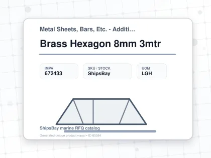 Brass Hexagon 8mm 3mtr - Metal Sheets, Bars, Etc. - Additional Items - IMPA 672433 - UOM LGH