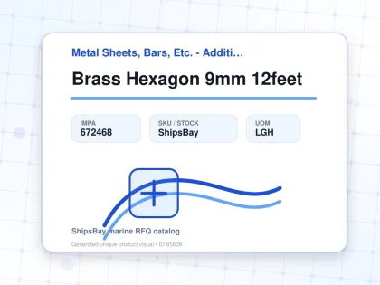 Brass Hexagon 9mm 12feet - Metal Sheets, Bars, Etc. - Additional Items - IMPA 672468 - UOM LGH