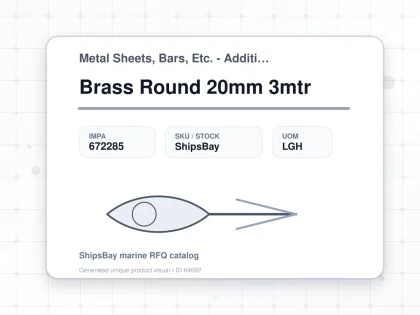 Brass Round 20mm 3mtr - Metal Sheets, Bars, Etc. - Additional Items - IMPA 672285 - UOM LGH