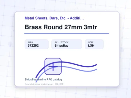Brass Round 27mm 3mtr - Metal Sheets, Bars, Etc. - Additional Items - IMPA 672292 - UOM LGH