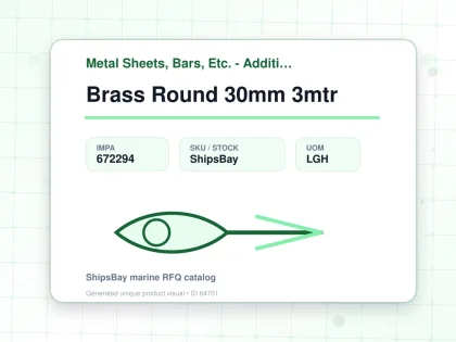 Brass Round 30mm 3mtr - Metal Sheets, Bars, Etc. - Additional Items - IMPA 672294 - UOM LGH