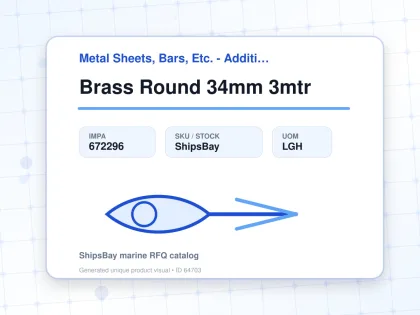 Brass Round 34mm 3mtr - Metal Sheets, Bars, Etc. - Additional Items - IMPA 672296 - UOM LGH
